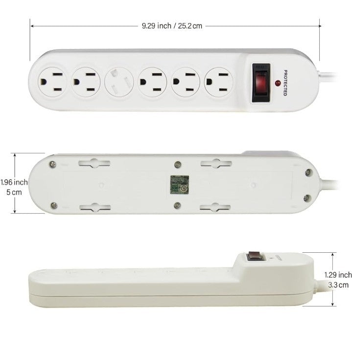 6-Outlet Power Strip Whit Surge Protector, 6 Ft Extension Cord, 510 Joules