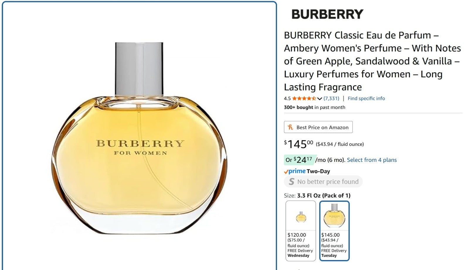 BURBERRY Classic Eau de Parfum – Ambery Women's Perfume – With Notes of Green