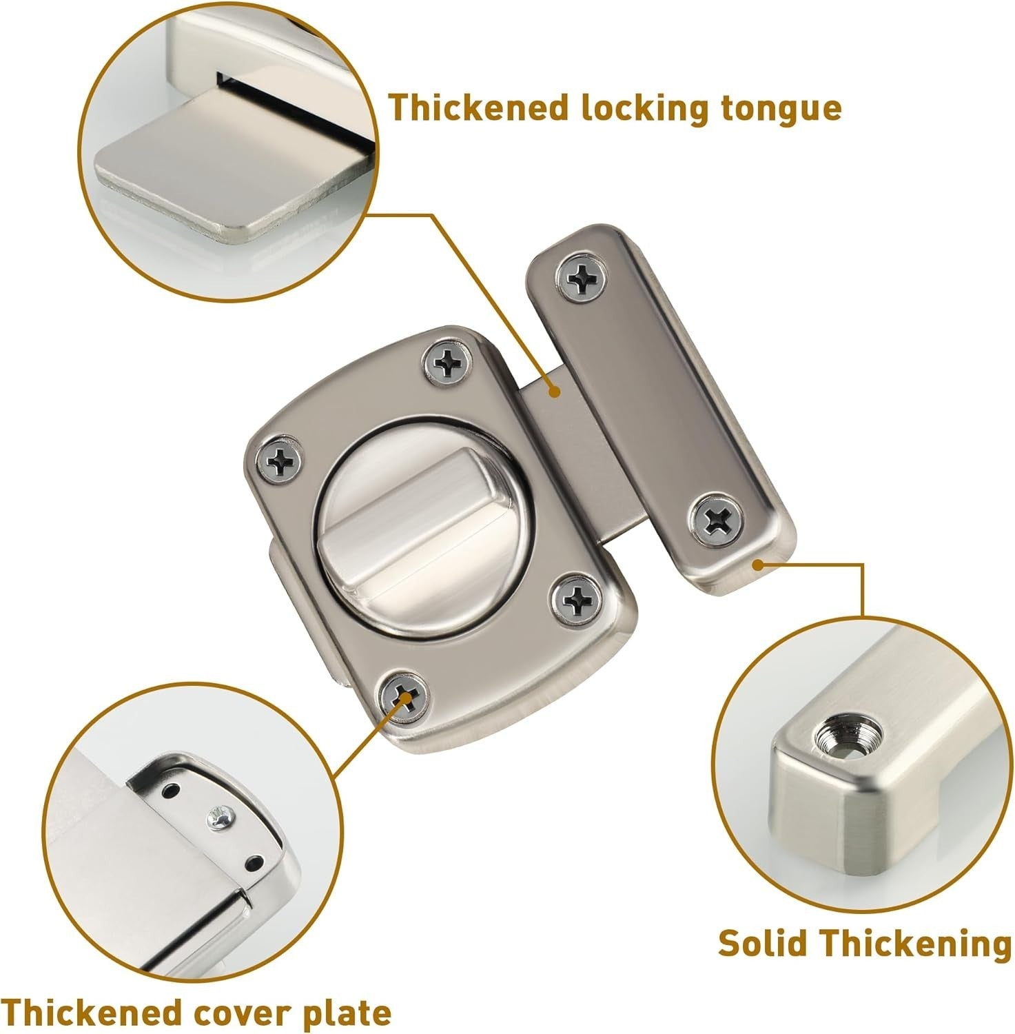 Alise Gate Latch Slide Bolt Latches Lock,Medium Size Safety Double Sided Rotate