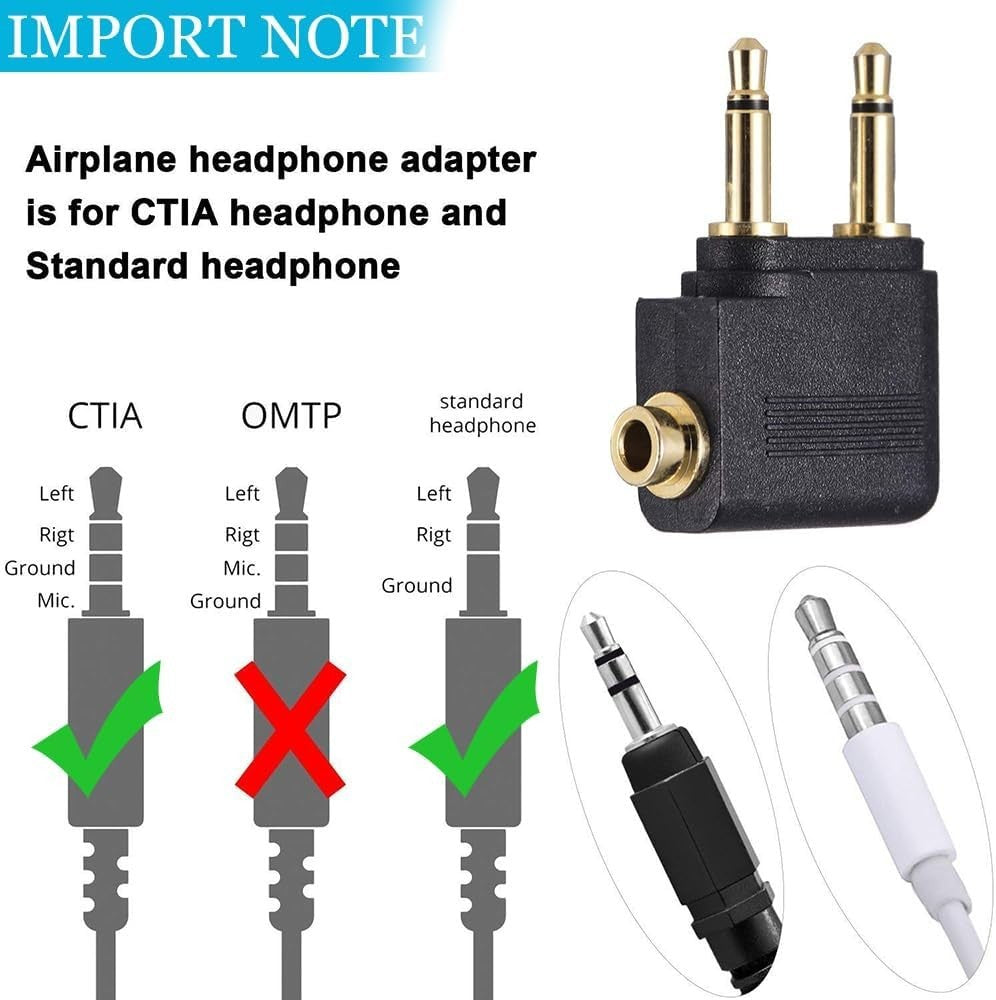 2 Pack Dual 3.5mm Male to 3.5mm Female AUX Audio Jack Adapter Converter