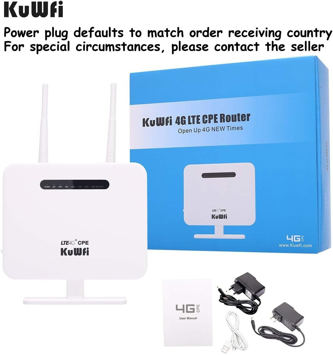 KuWFi 4G LTE Router with SIM Card Slot Unlocked Wireless 4G Router WiFi Hotspot