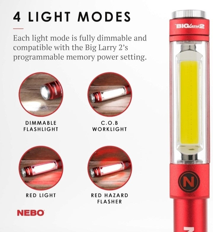 Big Larry 2 Work Light | 500 Lumens, 4 Light Modes, Magnetic LED Flashlight