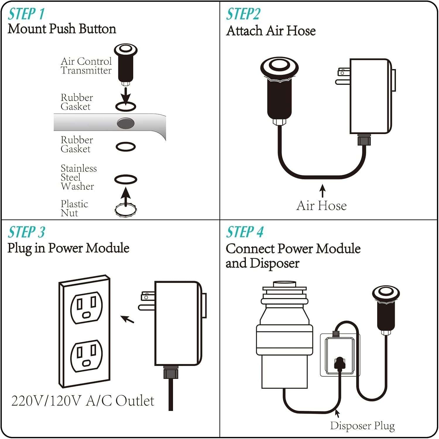 BESTILL Sink Top Garbage Disposal Air Switch Kit with Single Outlet