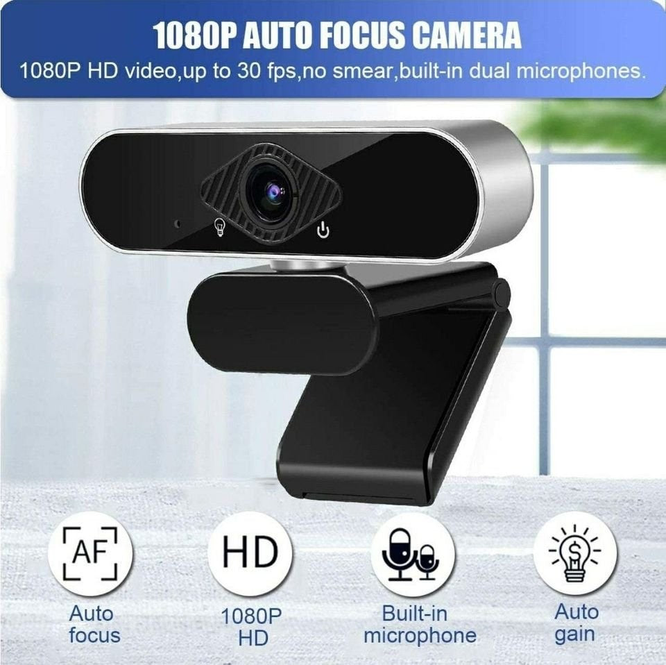 1080P Webcam with Microphone Full HD Computer Camera for PC Desktop