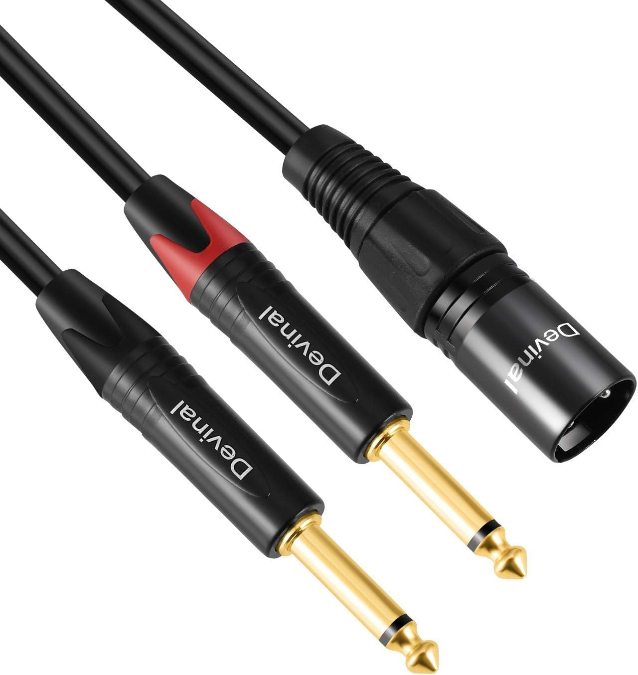 Devinal Dual 1/4 to XLR Y Splitter Cable, Double 6.35mm TS Male to XLR 3pin Male