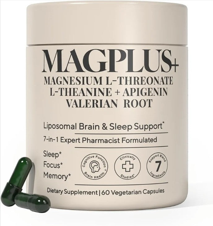 MAGPLUS+ Magnesium L-Threonate w Apigenin & L Theanine, 1500mg 7-Ingredient...