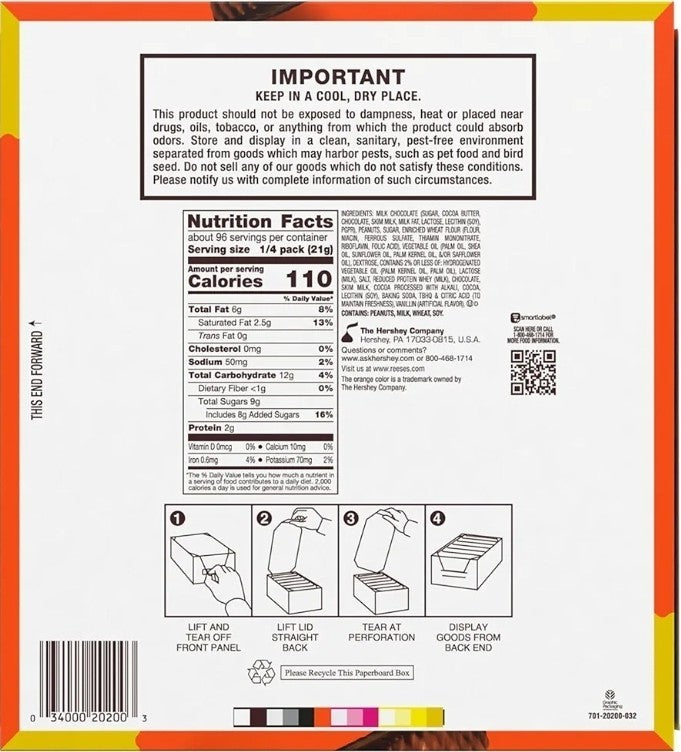 REESE'S STICKS Milk Chocolate Peanut Butter Wafer King Size, Candy Packs, 3 oz