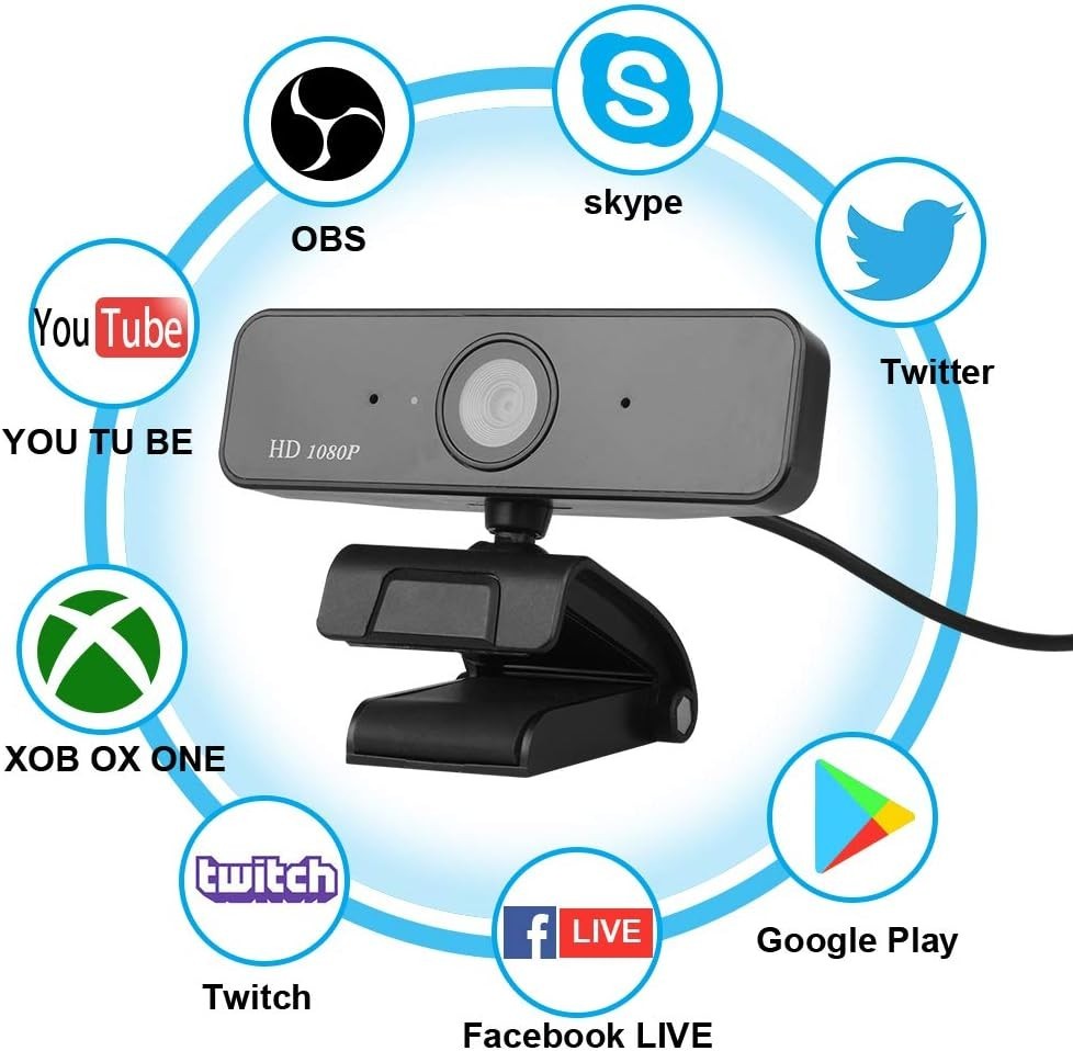 Aqonsie 1080P Webcam with Microphone, Auto Focus Full HD Computer Webcam 360