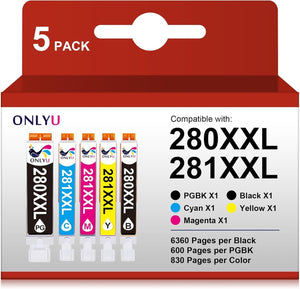 ONLYU Replacement Ink Cartridge for Canon 280 281 PGI-280XXL CLI-281XXL PGI