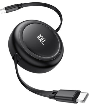 100W USB C Cable, Fast Charging, Retractable with 4-Stage Length Preset (3.3ft)