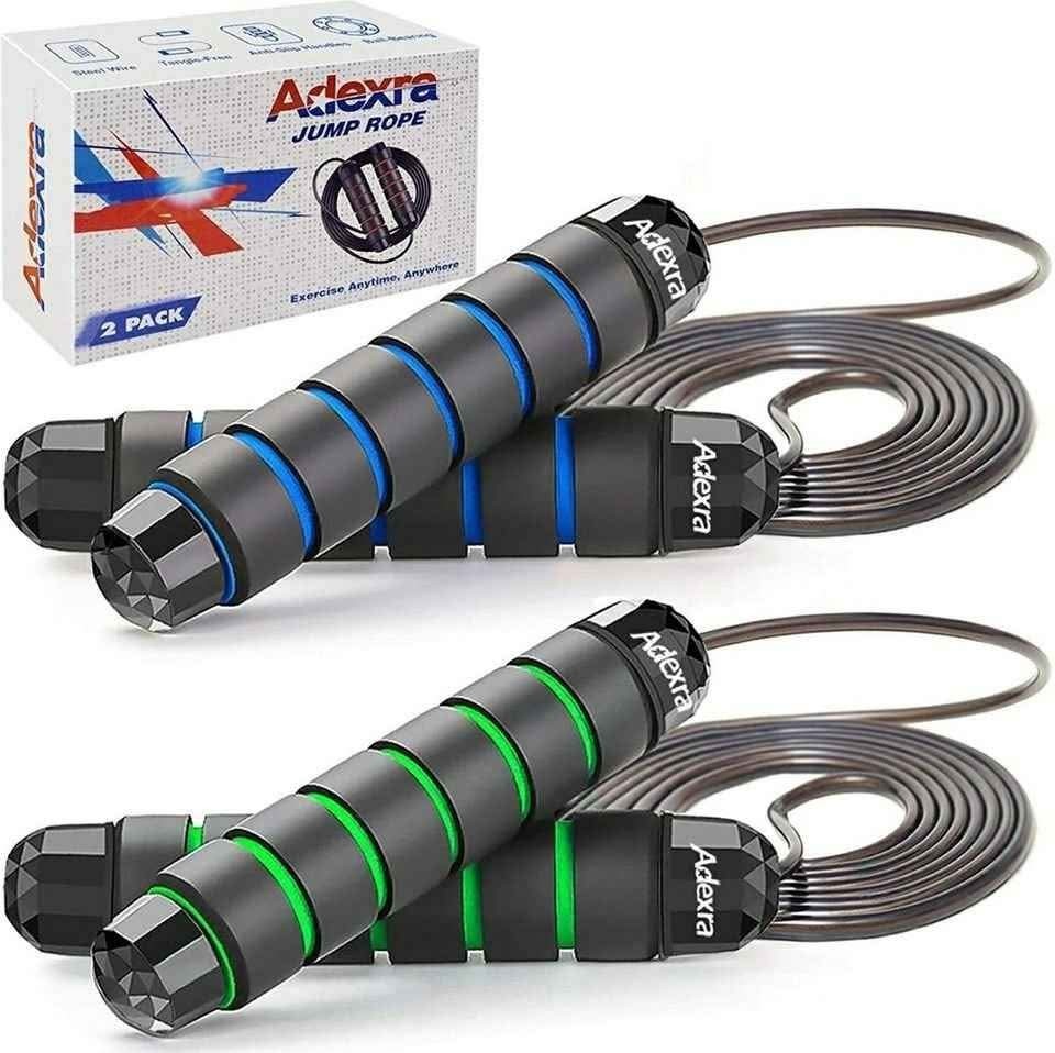 2 Pack Jump Rope Tangle-Free with Ball Bearing Adjustable Skipping Rope for Wome