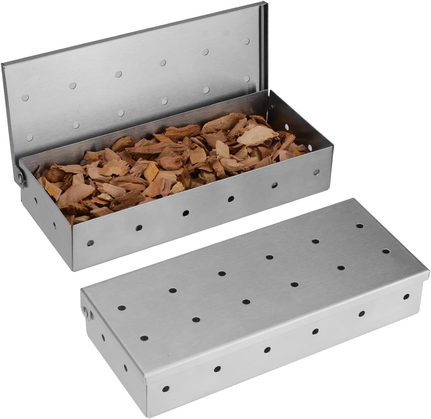 Smoker Box for Gas Grilling Wood Chip Smoker Box Stainless Steel Meat Smoky
