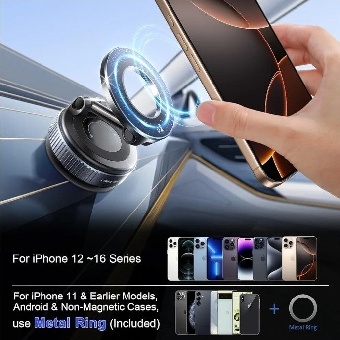 Vacuum Magnetic Phone Holder for Car,Suction Cup Car Phone Mount for Mag safe
