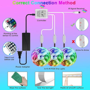 49.2FT/15M LED Strip Lights,Borllyem RGB LED Light Strip 5050SMD RGB LED Strip