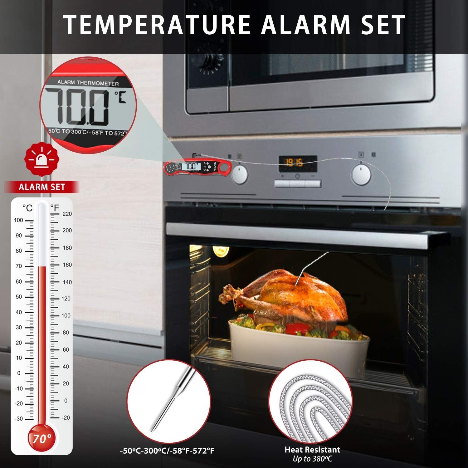 Meat Thermometer Digital Oven Safe Cooking Thermometer with Instant Read