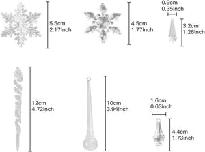 Coxeer 37PCS Christmas Ornament Set Icicle and Snowflake Ornament Hanging