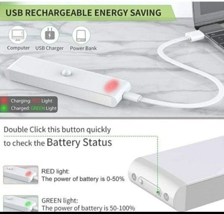 LED Closet Light, 18-LED Motion Sensor Dimmable Under Cabinet Light Rechargeable