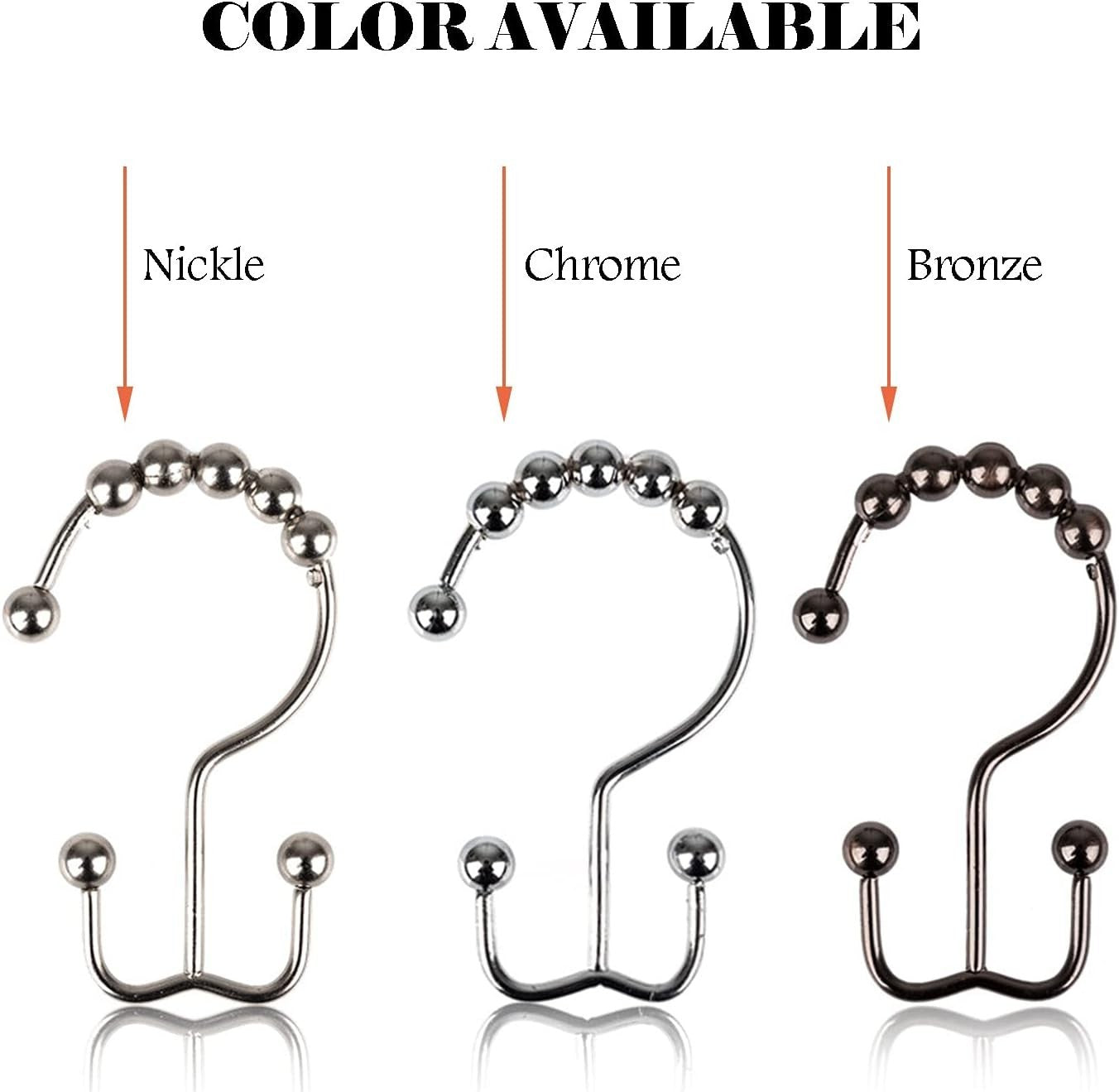 Cosfy Double Roller Shower Curtain Hooks Rings, Decorative Rustproof Metal Doubl