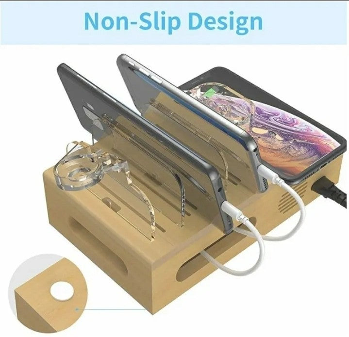 Bamboo Charging Station for Multiple Devices