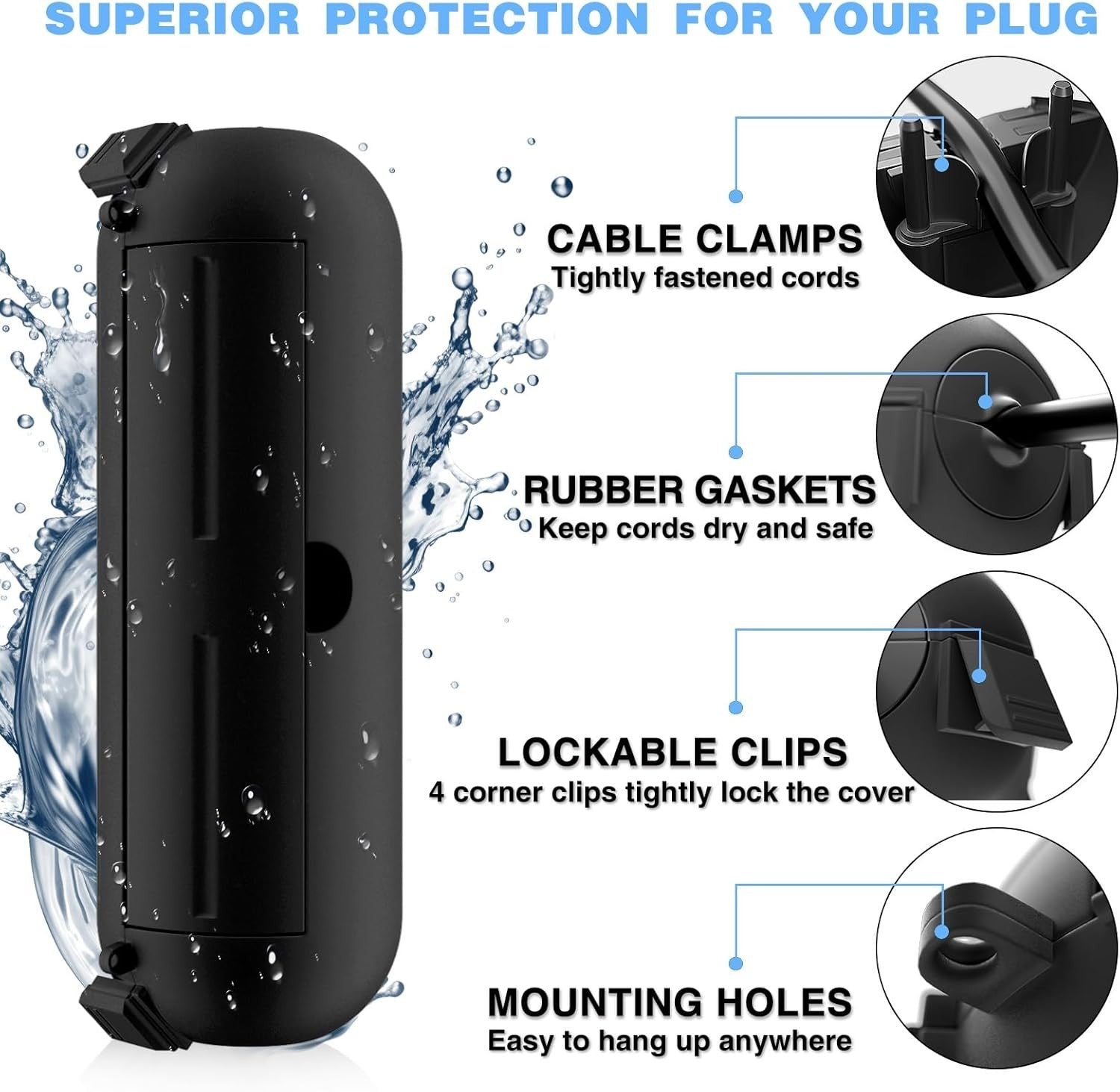 [3 Pack] Outdoor Extension Cord Safety Cover with Waterproof Seal, Weatherproof