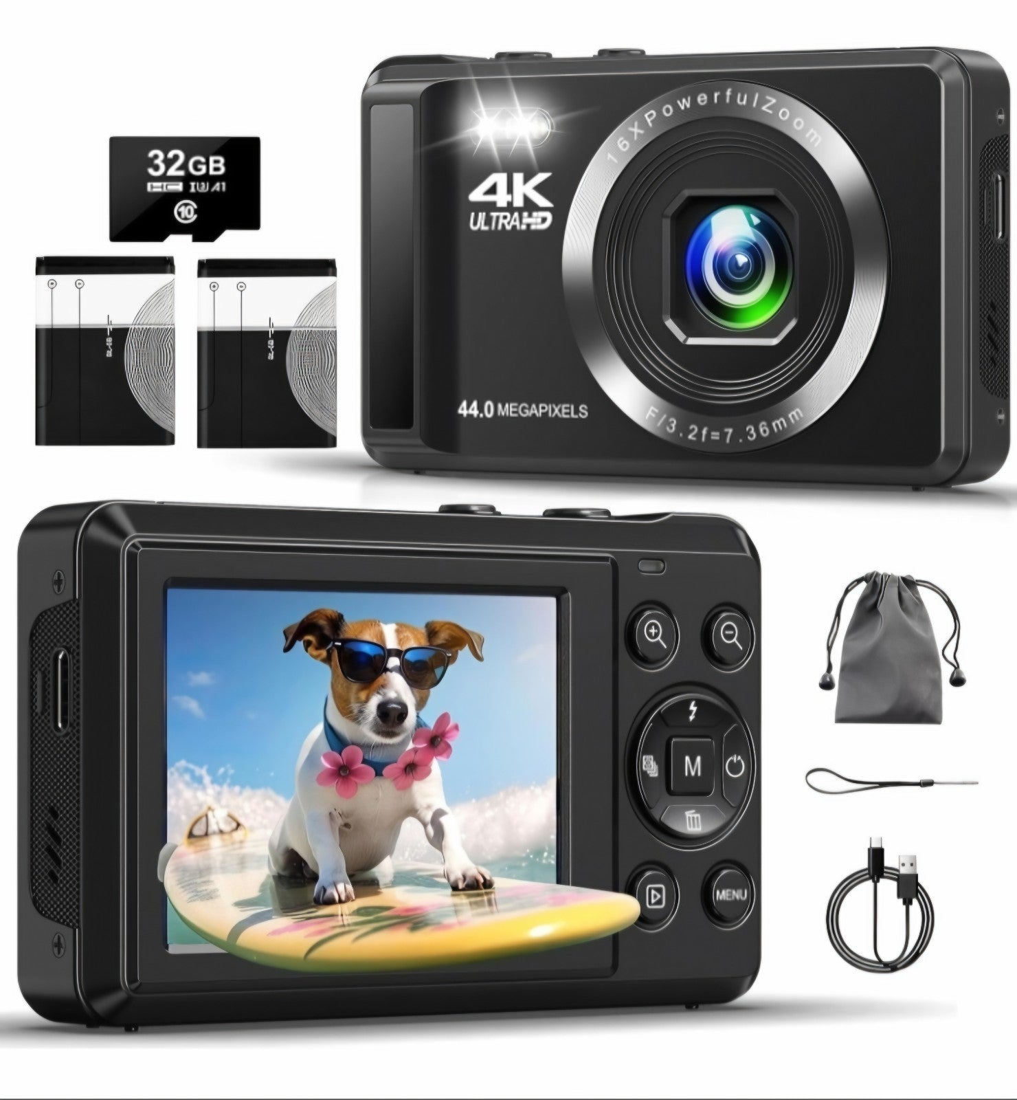 4K 44MP UHD Digital Cameras for Photography - Autofocus Point and Shoot Vlogging