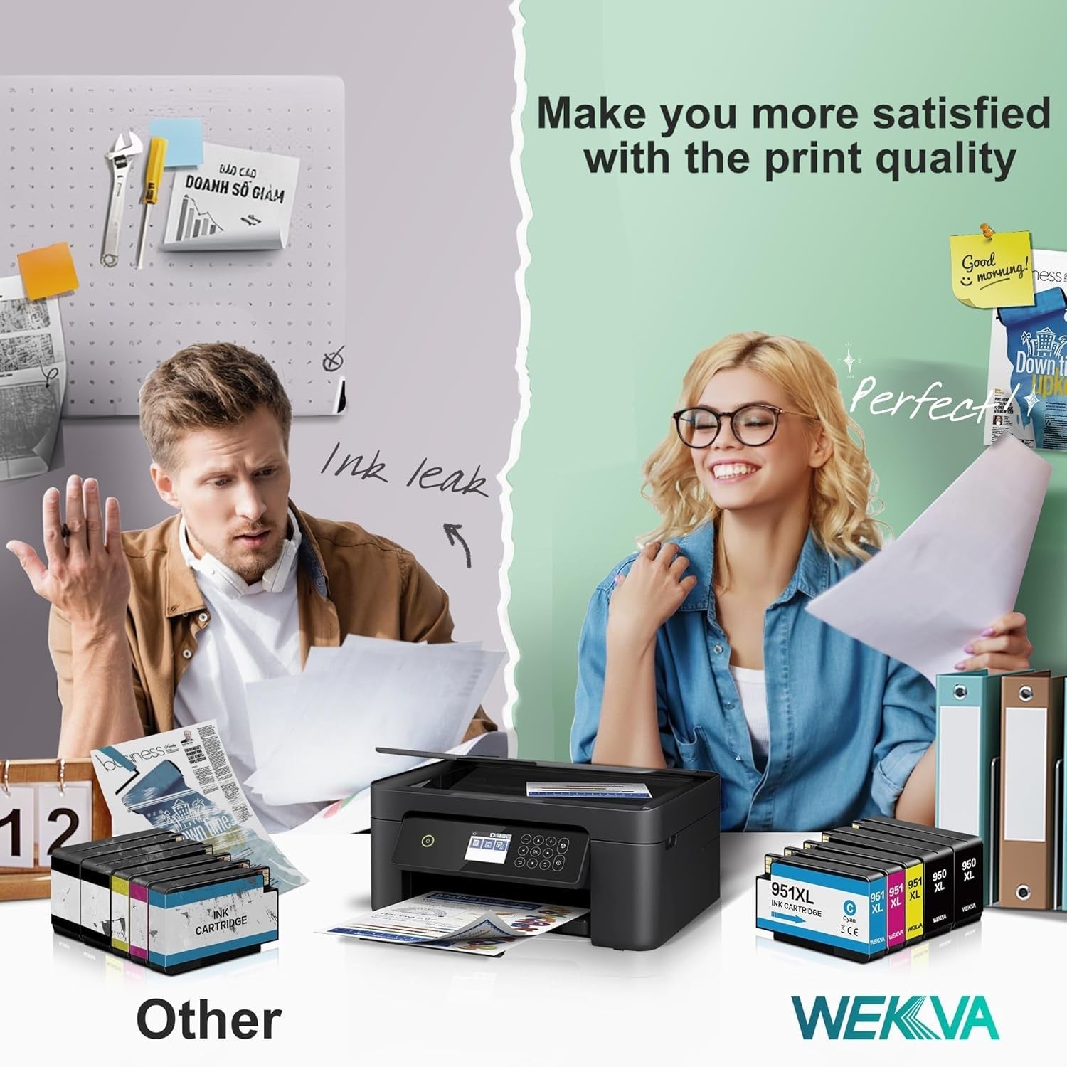 WEKVA 950XL 951XL Combo Pack Compatible Replacment for High Yield hp 950 951 Ink
