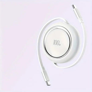 100W USB C Cable, Fast Charging, Retractable with 4-Stage Length Preset (3.3ft)