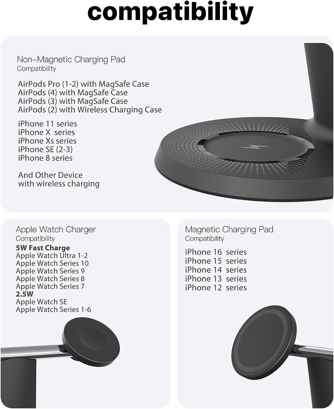 3 in 1 Wireless Charging Station for Apple Device Fast Charging Station