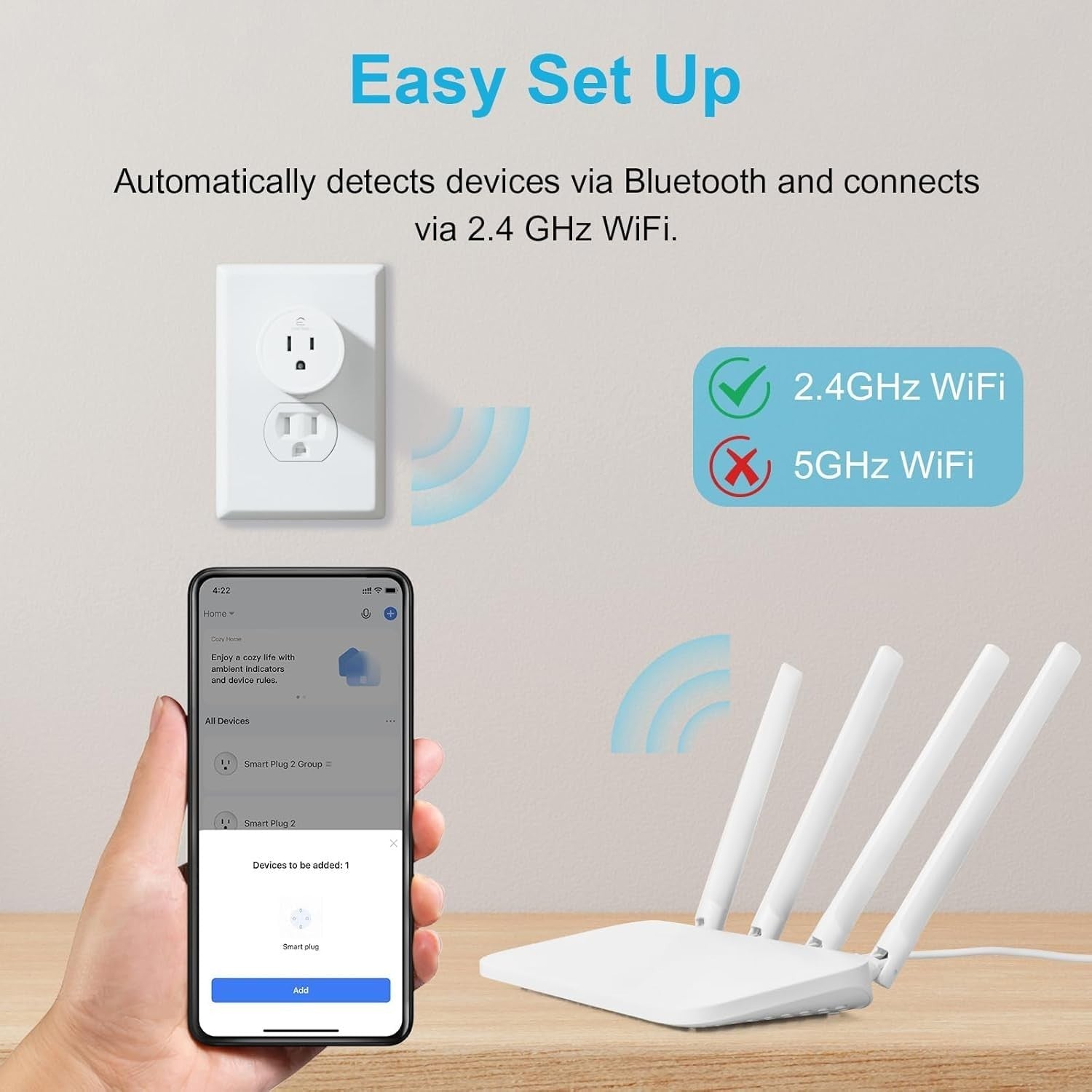 Smart Plug, Smart Home WiFi Outlet Works with Alexa & Google Home, Smart Socket