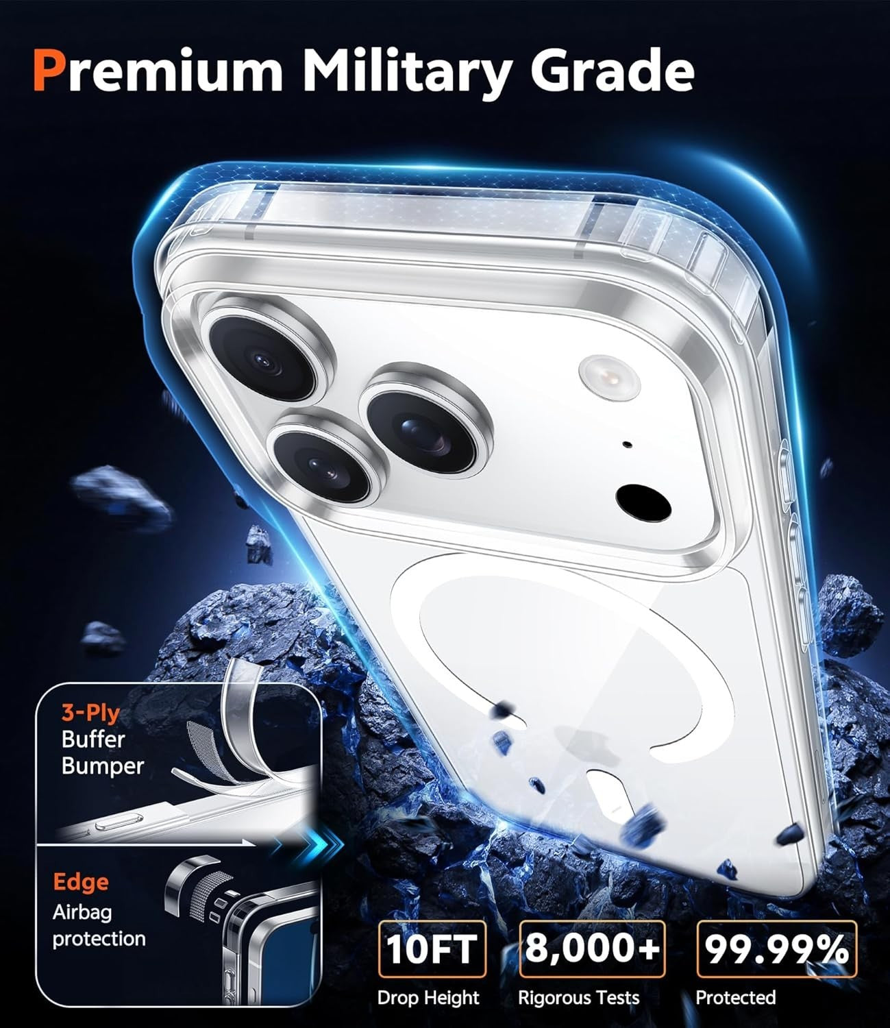 iPhone 17 Pro Max Case, Compatible with MagSafe, Military-Grade Drop Protection