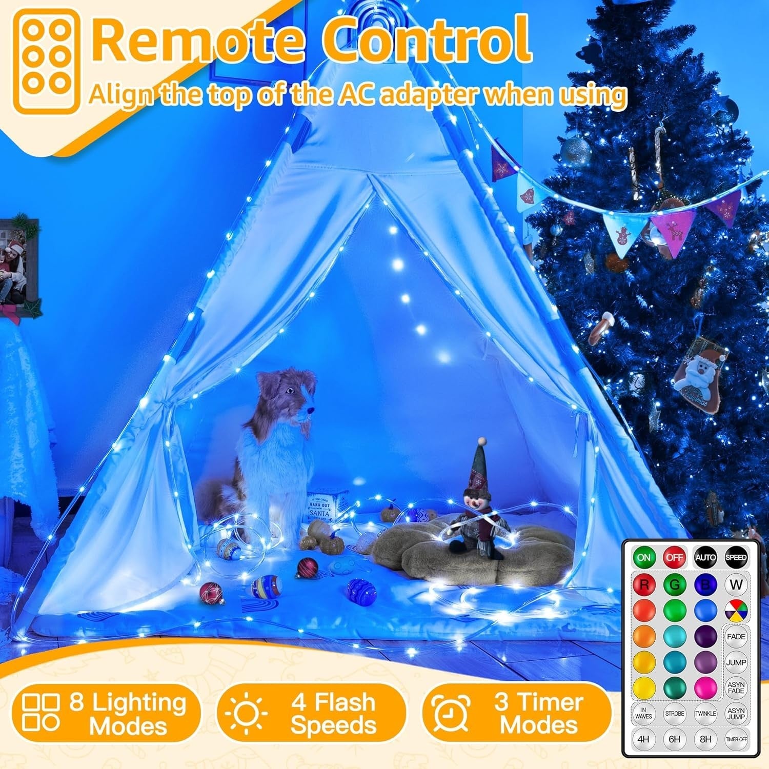 Ollny Christmas Lights Outdoor String Lights 180 Led Super Long with Remote IP67