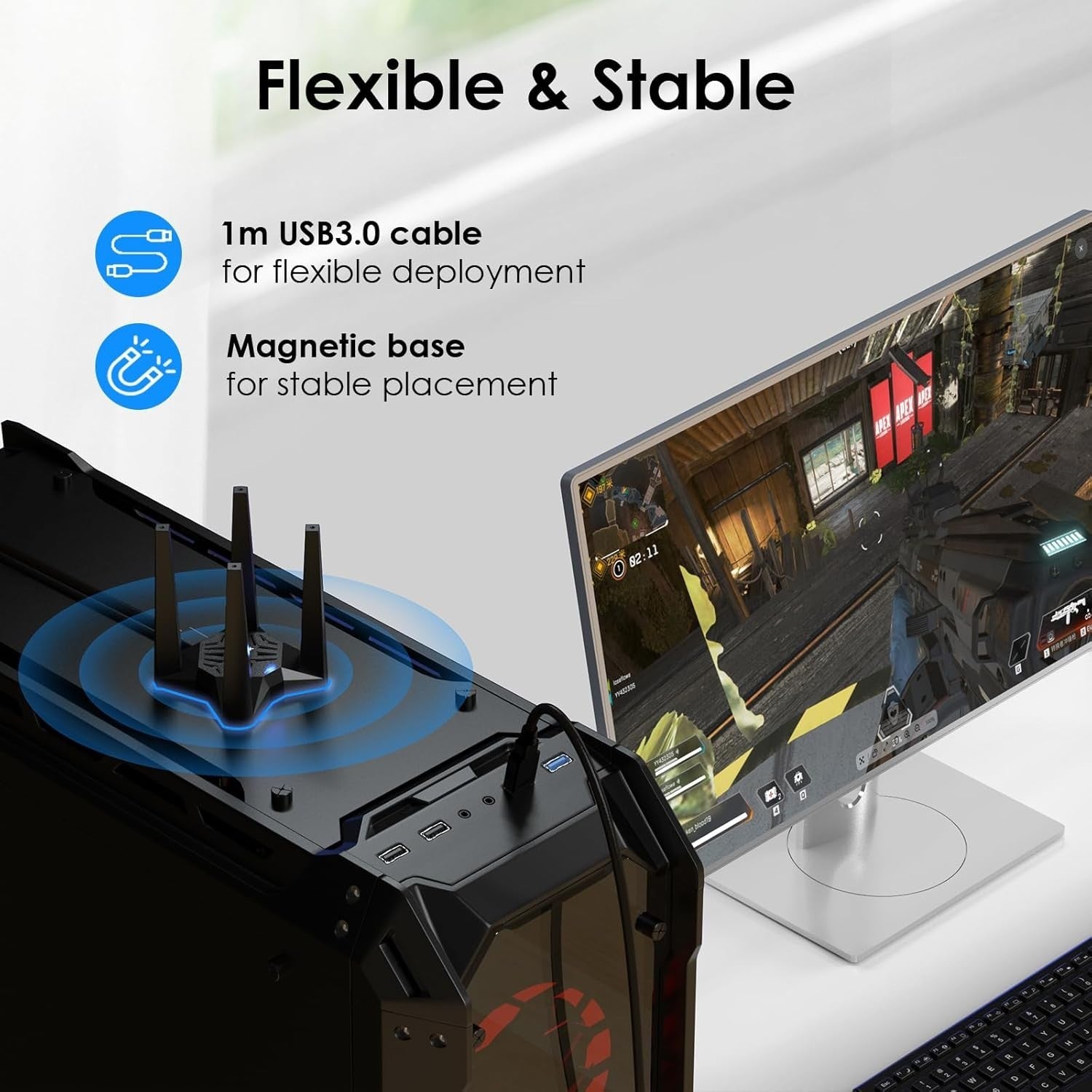 USB WiFi Adapter for Desktop PC, AX1800 WiFi Adapter Dual Band Wireless Network