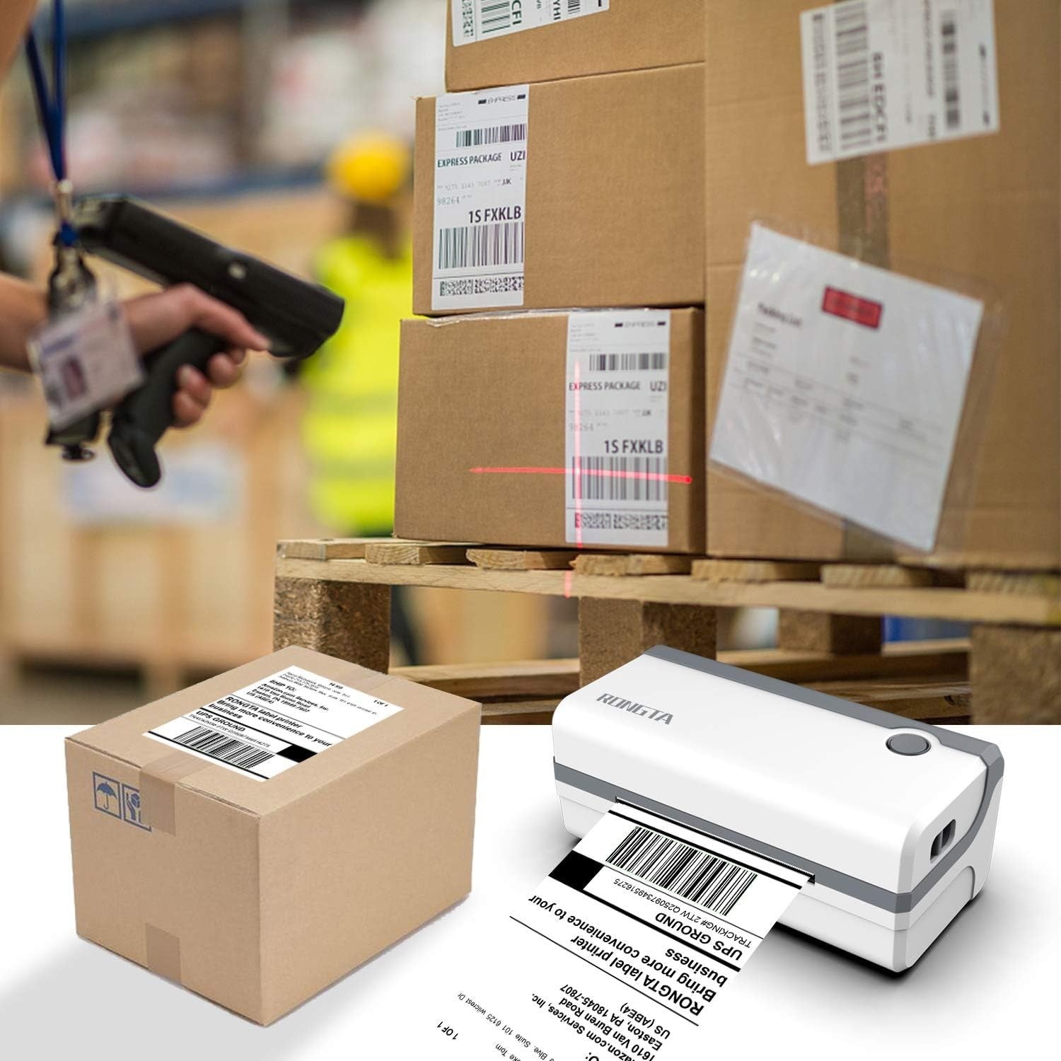 Bluetooth Thermal Shipping Label Printer, Wireless 4x6 Label Sticker Printer