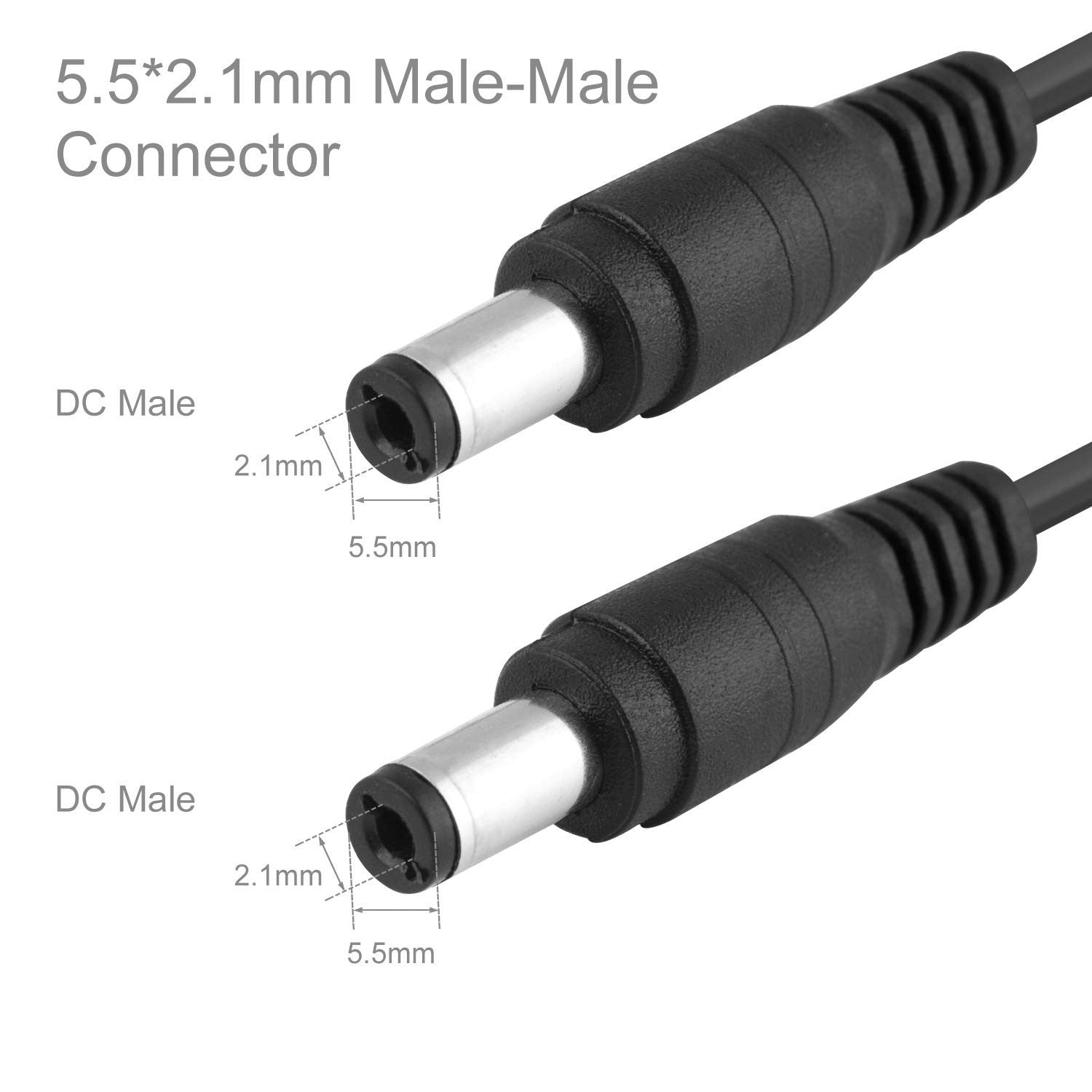 Onite 6.6ft Male to Male Extension Cord, DC 5.5x2.1mm Power Adapter Cable