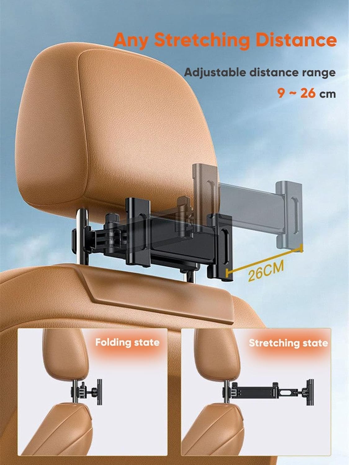 Car Tablet Holder, Headrest Tablet Mount Headrest Stand Cradle Compatible