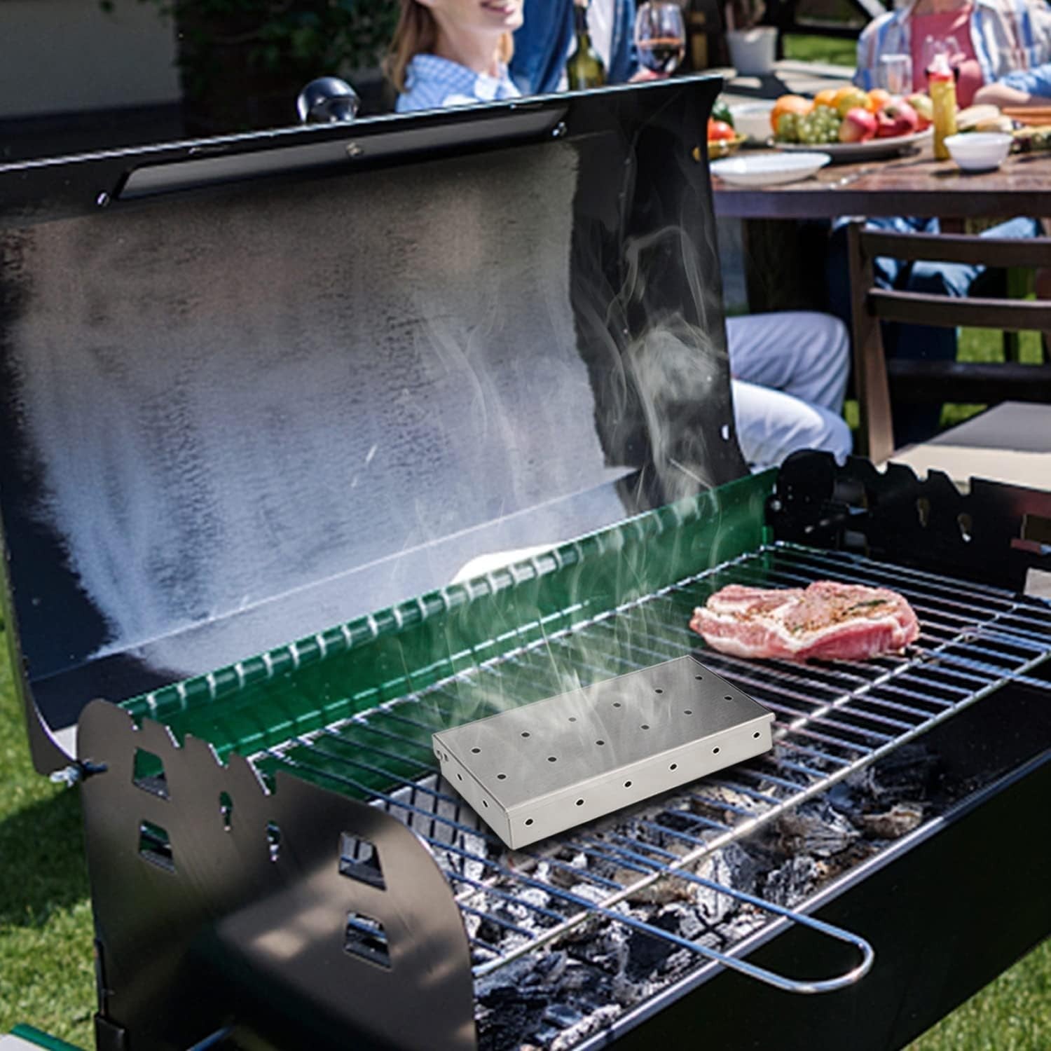 Smoker Box for Gas Grilling Wood Chip Smoker Box Stainless Steel Meat Smoky