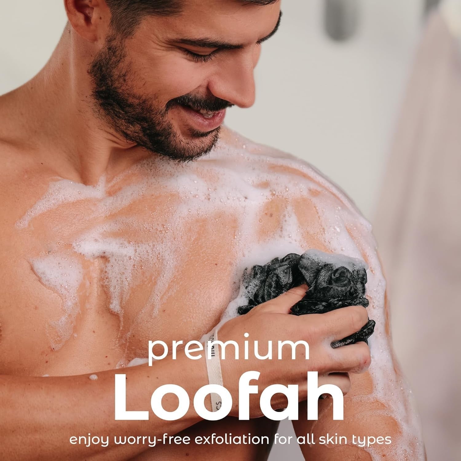 MainBasics Bath Shower Loofah Sponge Pouf Body Scrubber Exfoliator Body Wash