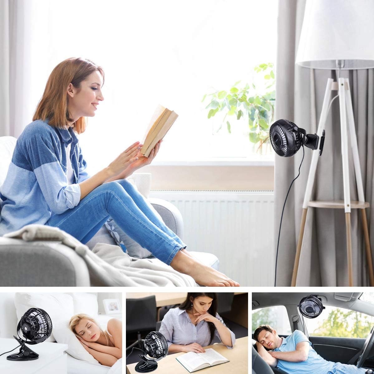 USB Desk Fan, 4 Inch Clip on Fan, 2 Speed USB Fan, 360° Rotation Small Table Fan
