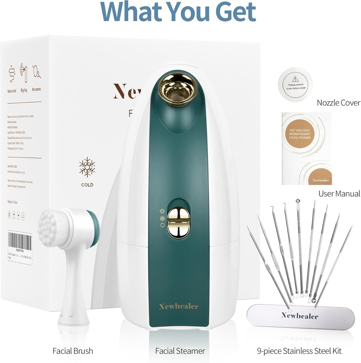 Newbealer Facial Steamer, 3in1 Aromatherapy Face Humidifier, 20 Min Hot & 60 Min