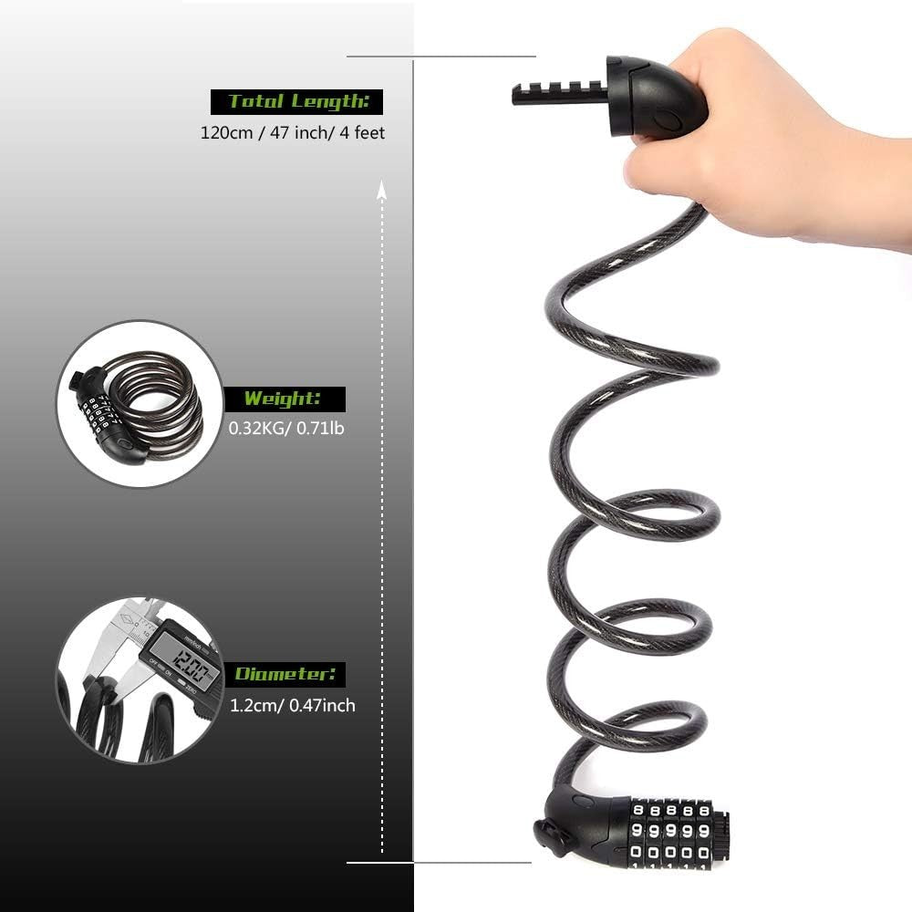 Bike Lock, High Security Bicycle Lock, Bike Cable Locks with Mounting Bracket
