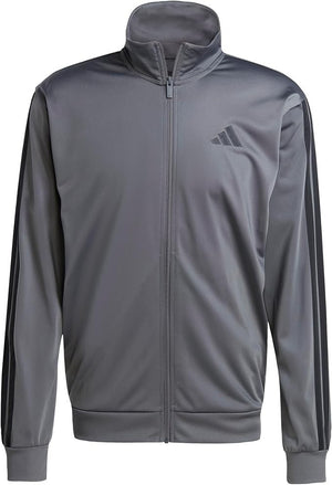 adidas Men's 3-Stripes Tricot Regular Sportswear Track Top Solid Grey MediumTall