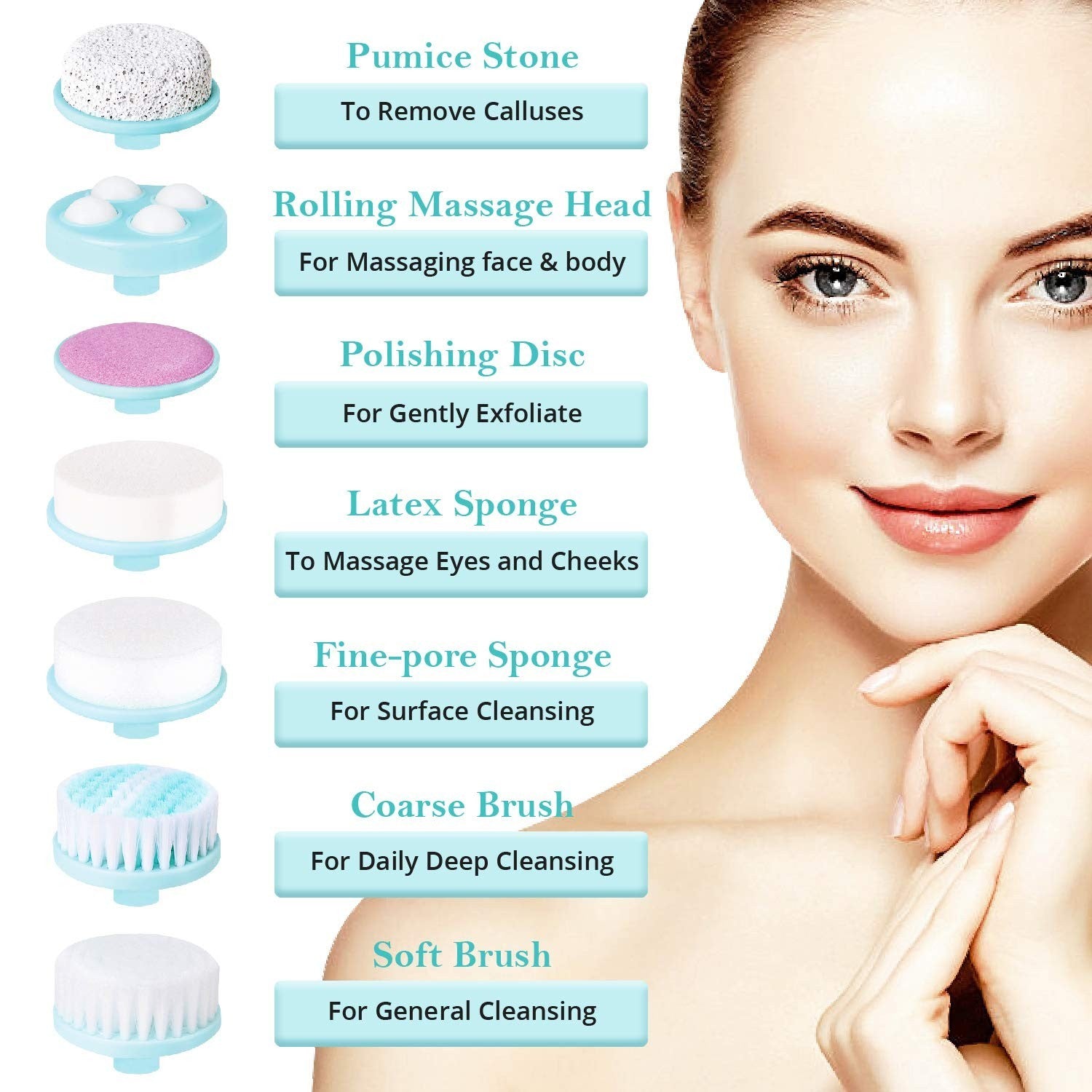 Electric Facial Cleansing Brush 7 IN 1 - Fabuday Face Skin Spin Brush
