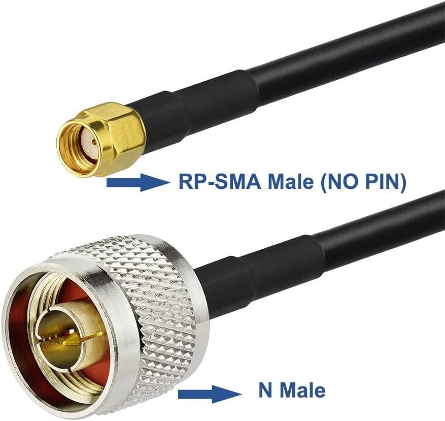 Eightwood RP-SMA Male to N Type Male Extension Cable Coax RG58 10 feet
