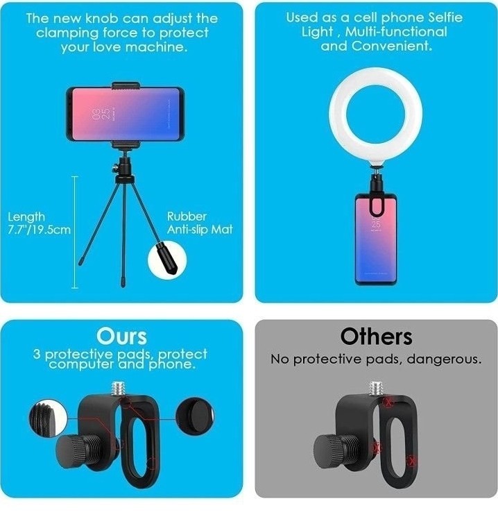 Selfie Ring Light 6.3" with Tripod Stand,Video Conference Lighting LED Mini Desk