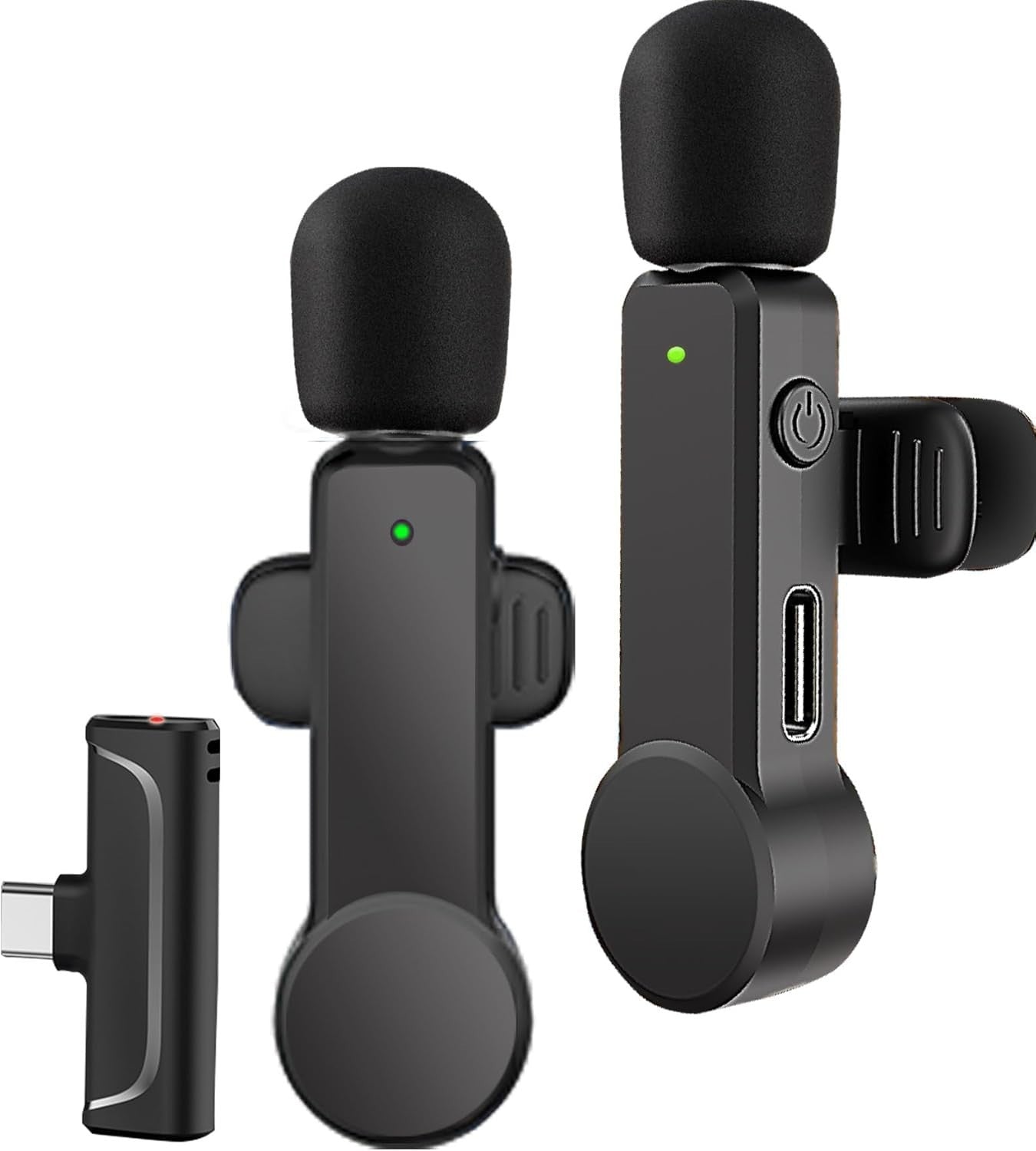 NPTCL 2 Pack Lavalier Microphone USB C Wireless Lav Mic for Android Phone Noise