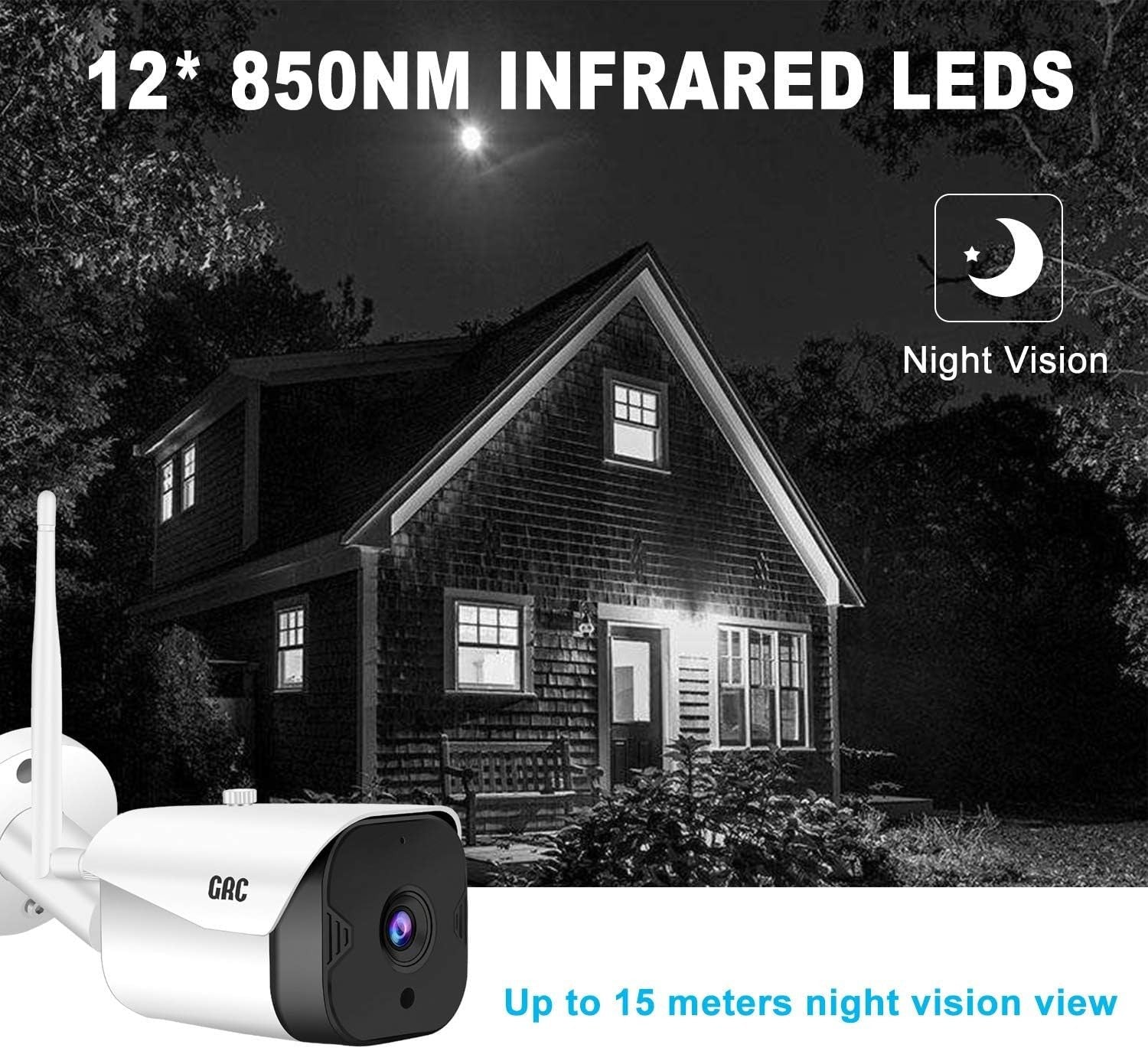 GRC Outdoor Security Camera,1080P Surveillance Camera Outdoor WiFi Camera,Two-Wa