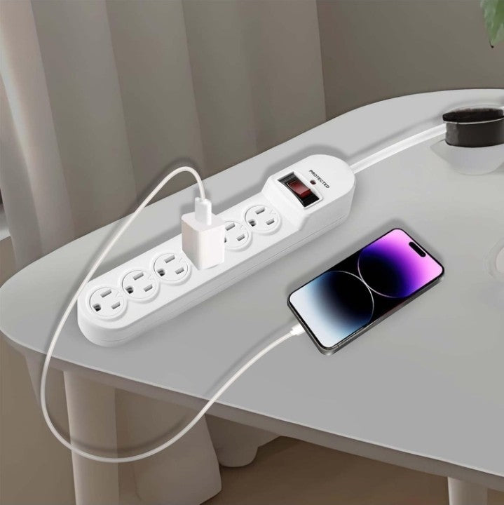 6-Outlet Power Strip Whit Surge Protector, 6 Ft Extension Cord, 510 Joules