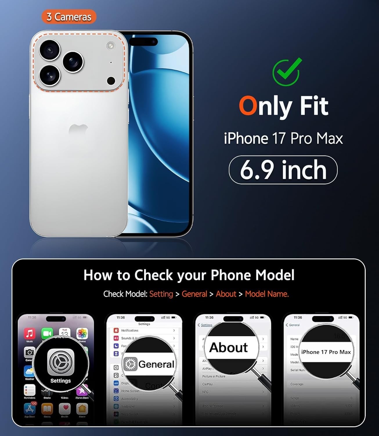 iPhone 17 Pro Max Case, Compatible with MagSafe, Military-Grade Drop Protection