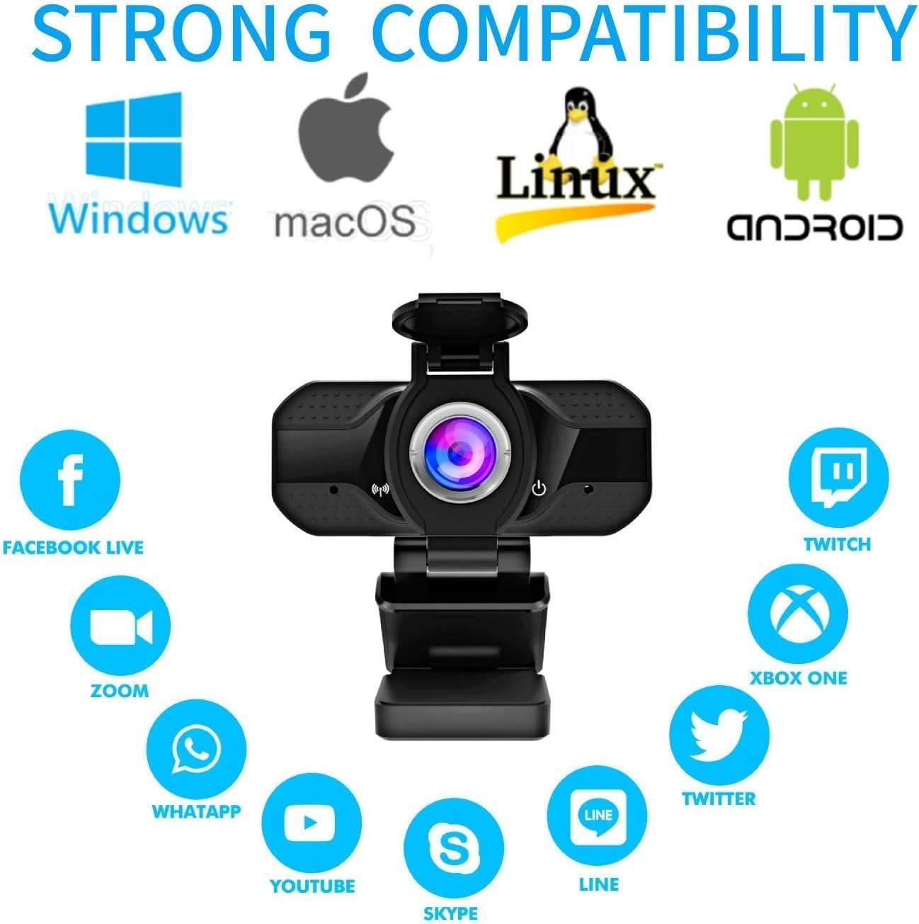 Webcam with Microphone 1080P Webcam for Desktop Laptop Web Cameras