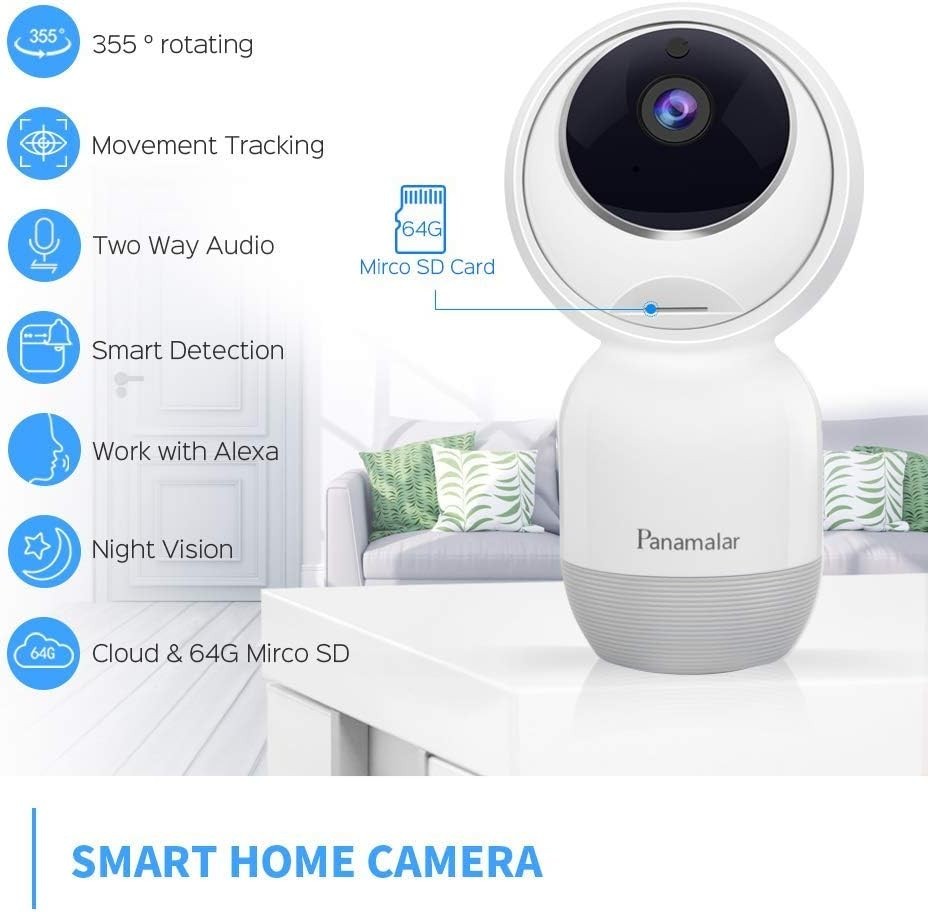 Panamalar Baby Monitor, 1080P WiFi Indoor Security Camera with 2-Way Audio